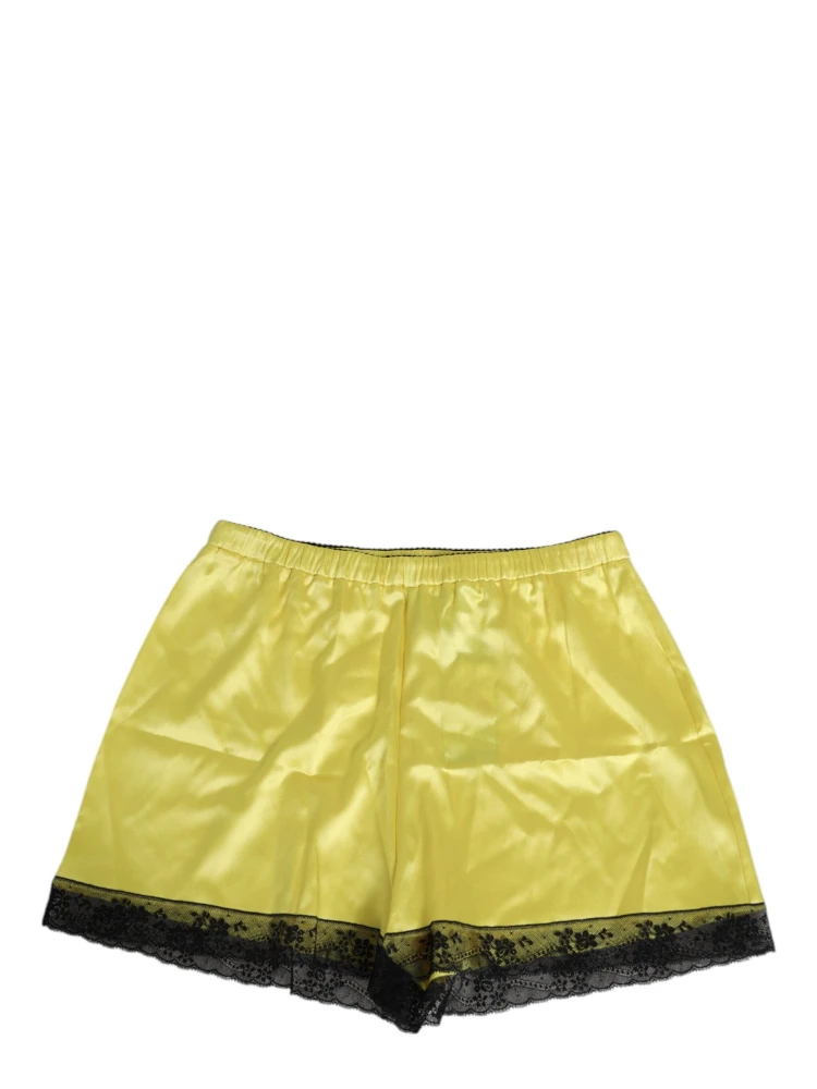 Yellow Satin Silk Mid Waist Underwear Shorts