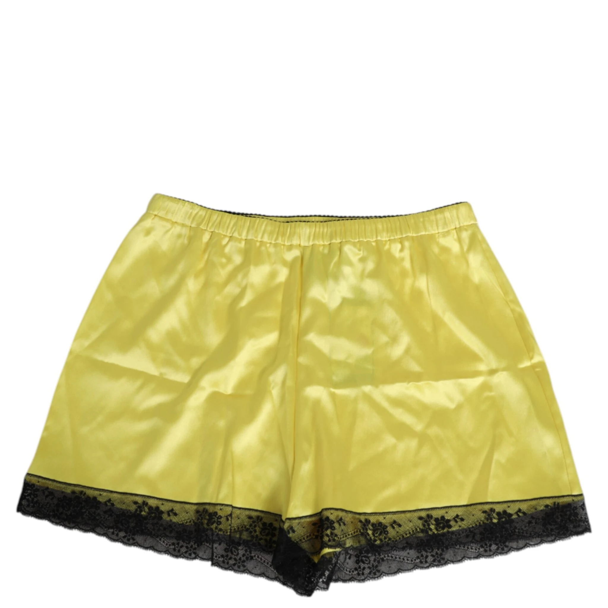 Yellow Satin Silk Mid Waist Underwear Shorts