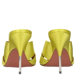 Green Satin Stiletto Heel Sandals