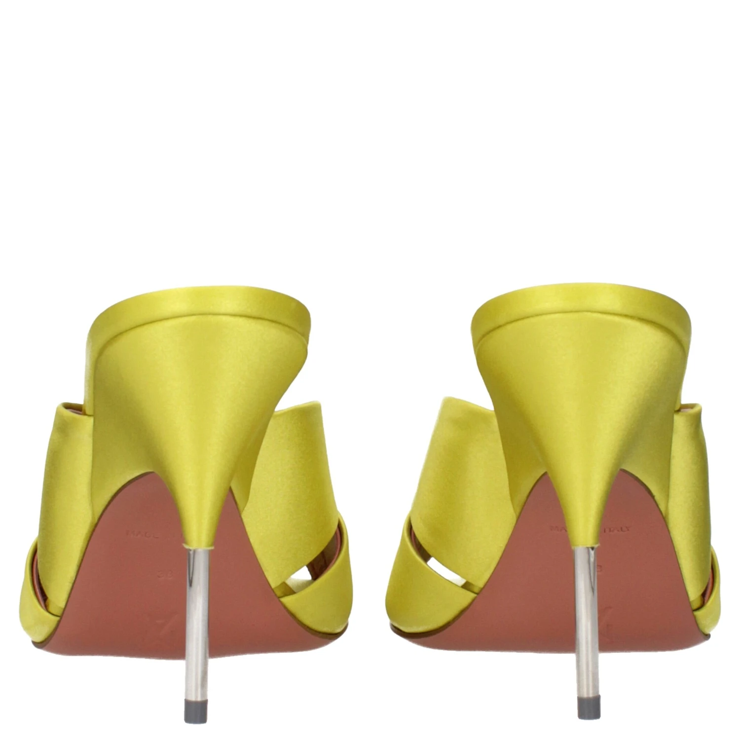 Green Satin Stiletto Heel Sandals