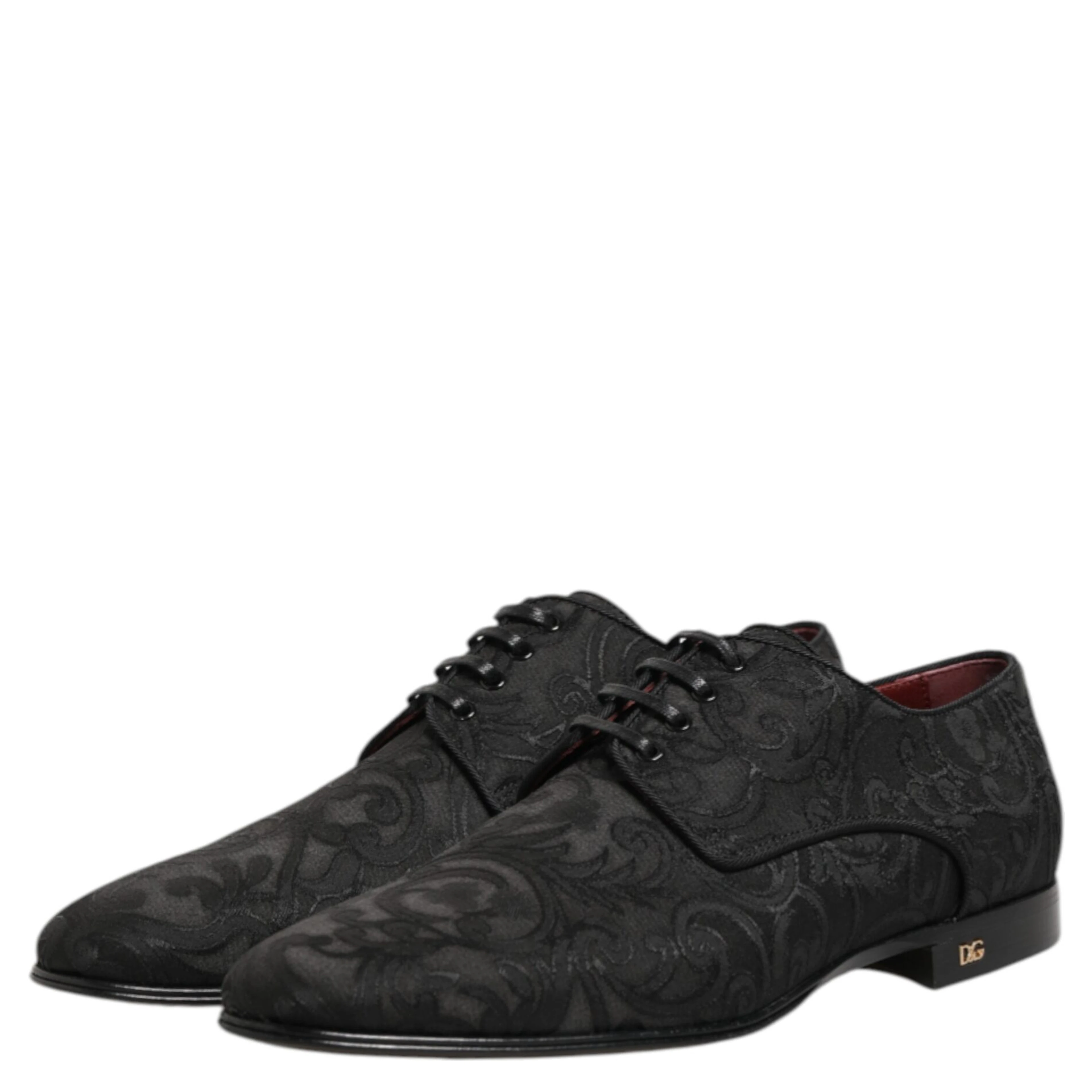 Black Brocade Lace Up Derby Men Dress Shoes