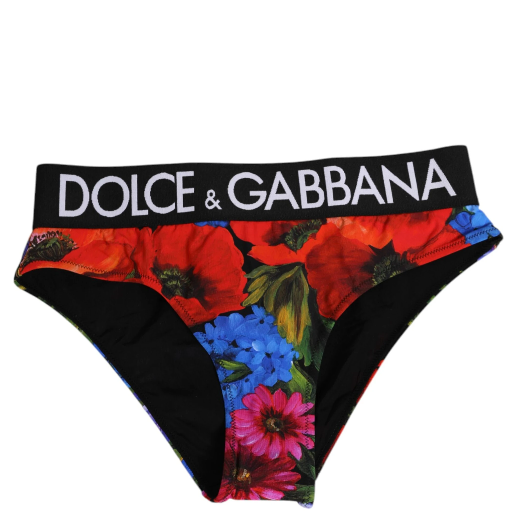 Black Floral Print High Waist Panty Underwear