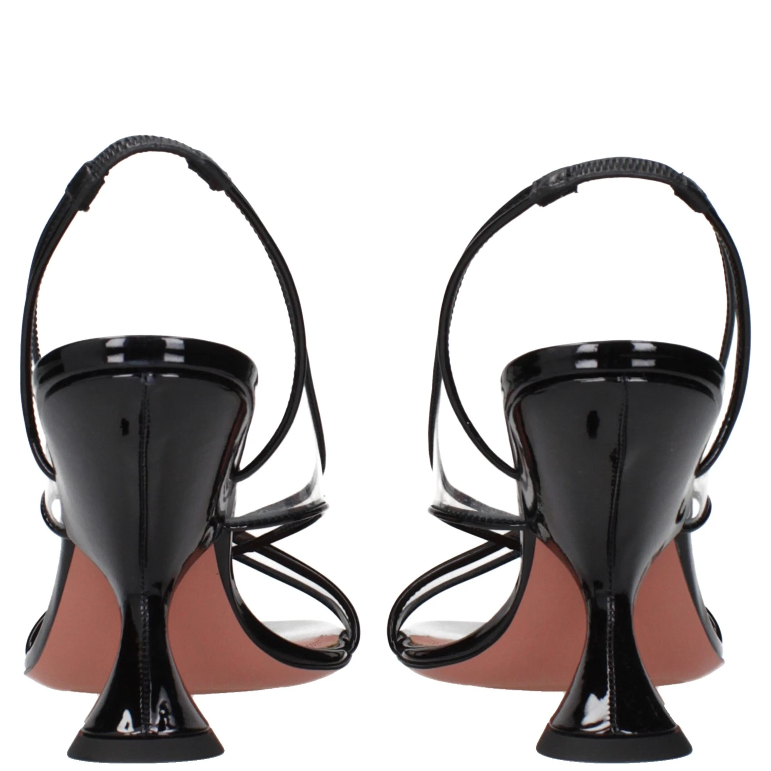 Black Leather Stiletto Heel Sandals