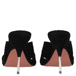 صندل أسود بكعب ستيليتو من الجلد