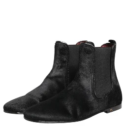 Black Leather Fur Men CHELSEA Boots Shoes