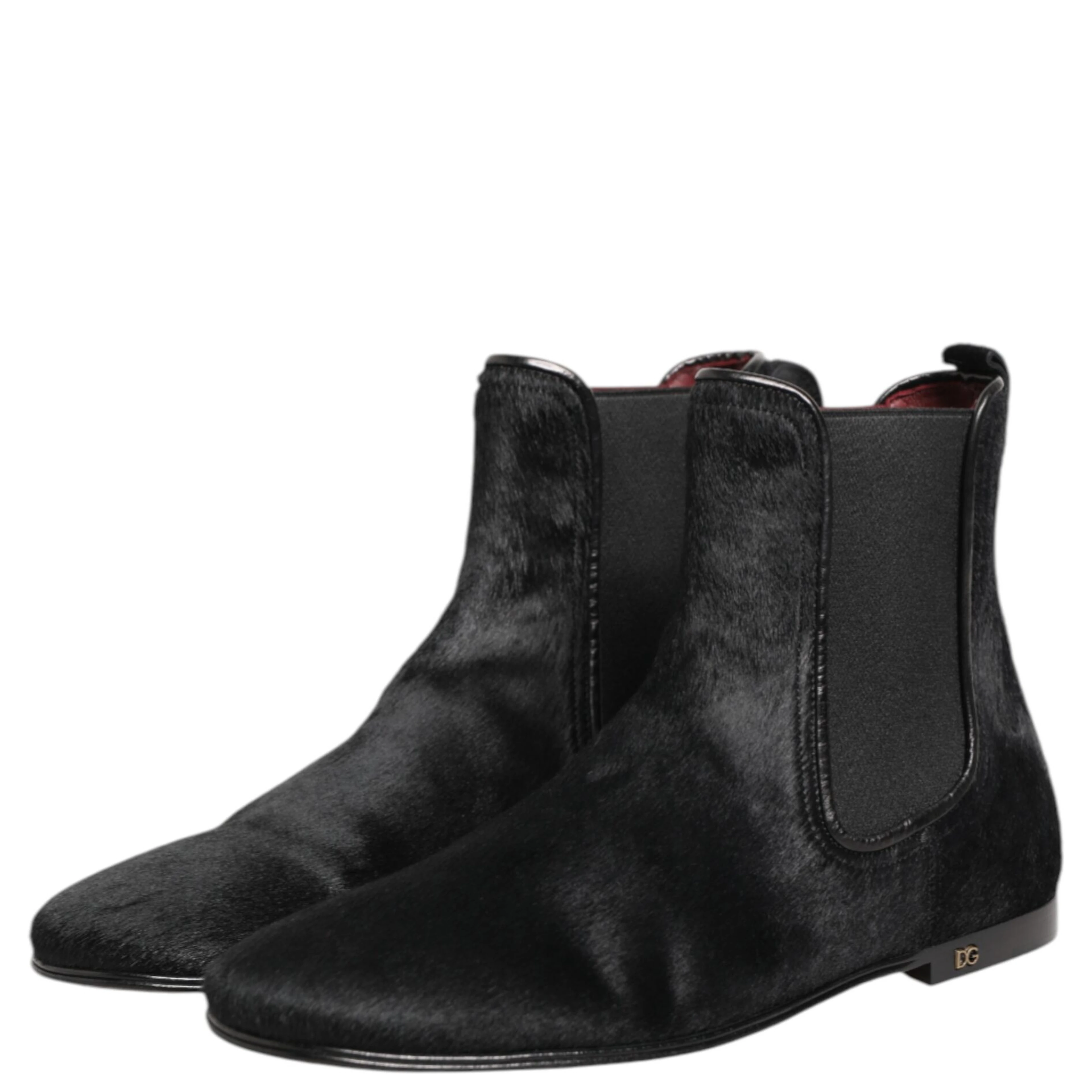 Black Leather Fur Men CHELSEA Boots Shoes