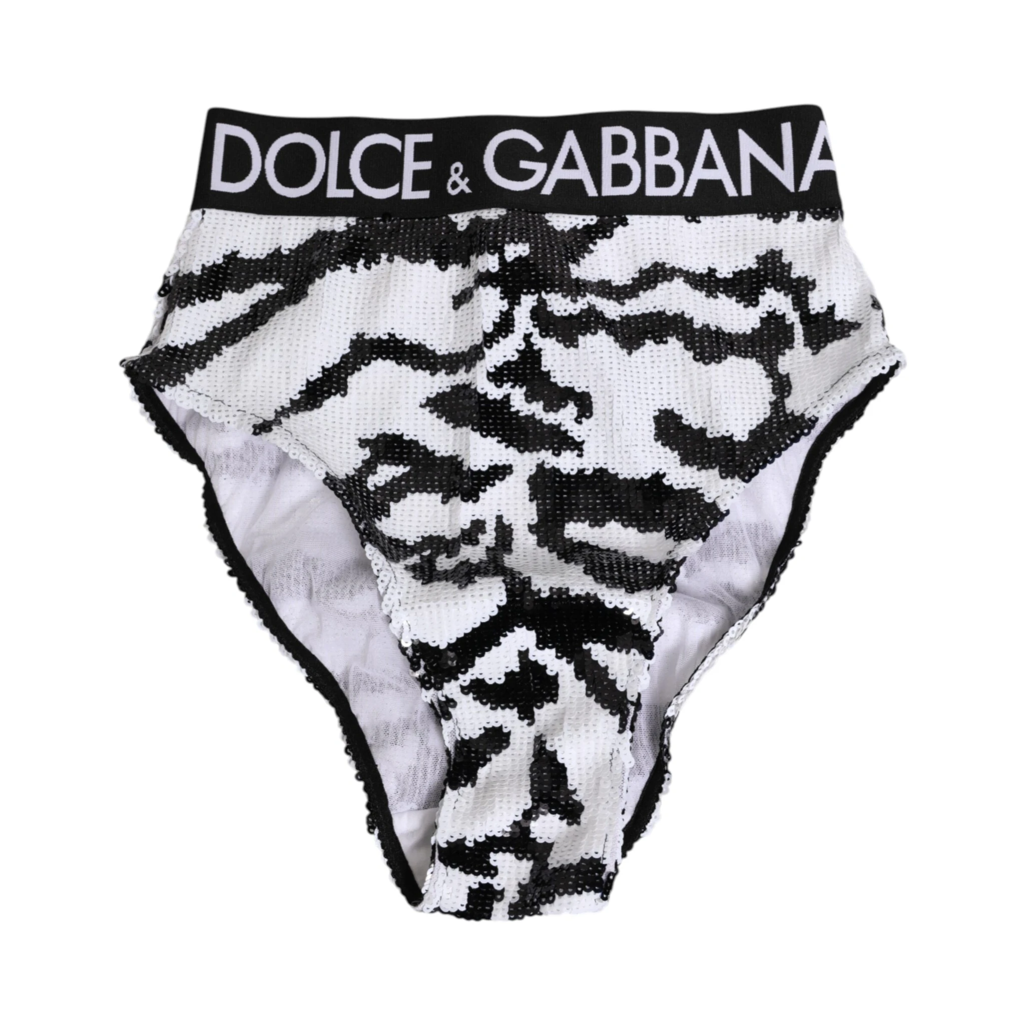 Black White Sequin High Waist Panty Underwear