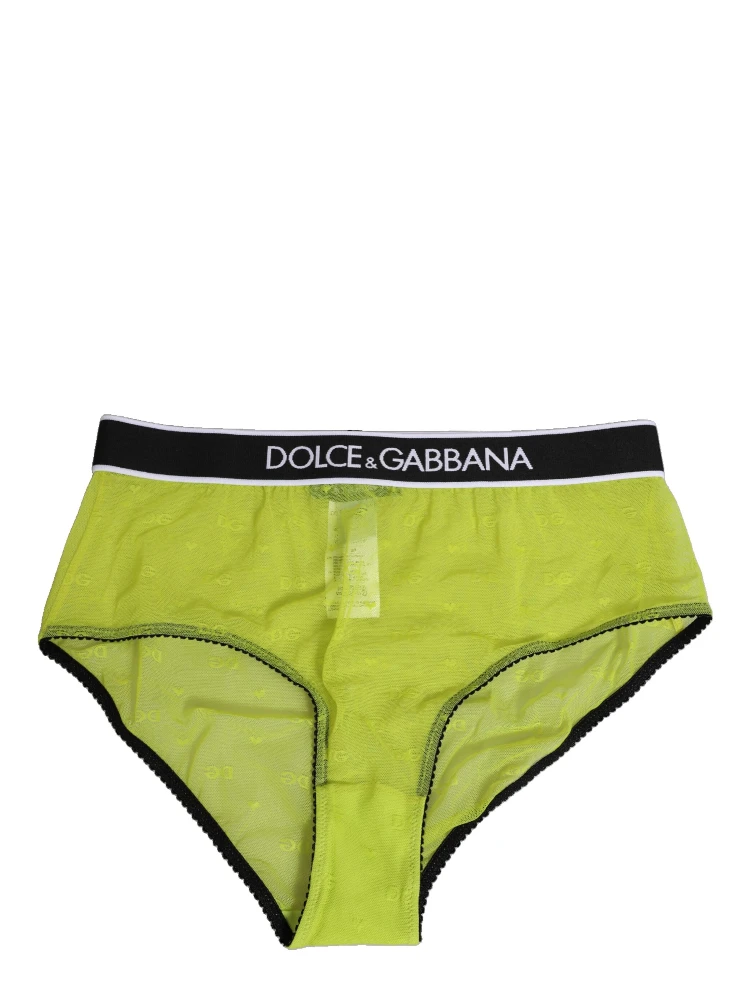 Green Nylon Logo Waistband Brief Panty Underwear
