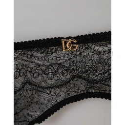 Black Floral Lace Nylon Strap Garter Underwear