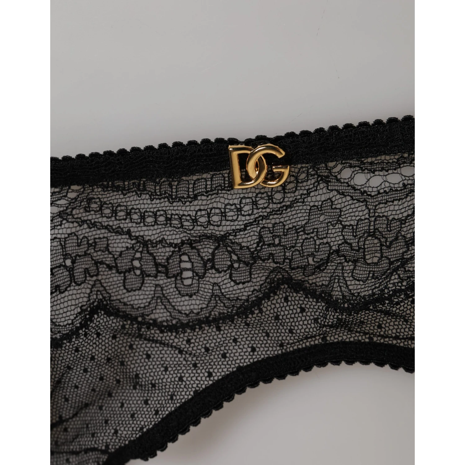 Black Floral Lace Nylon Strap Garter Underwear