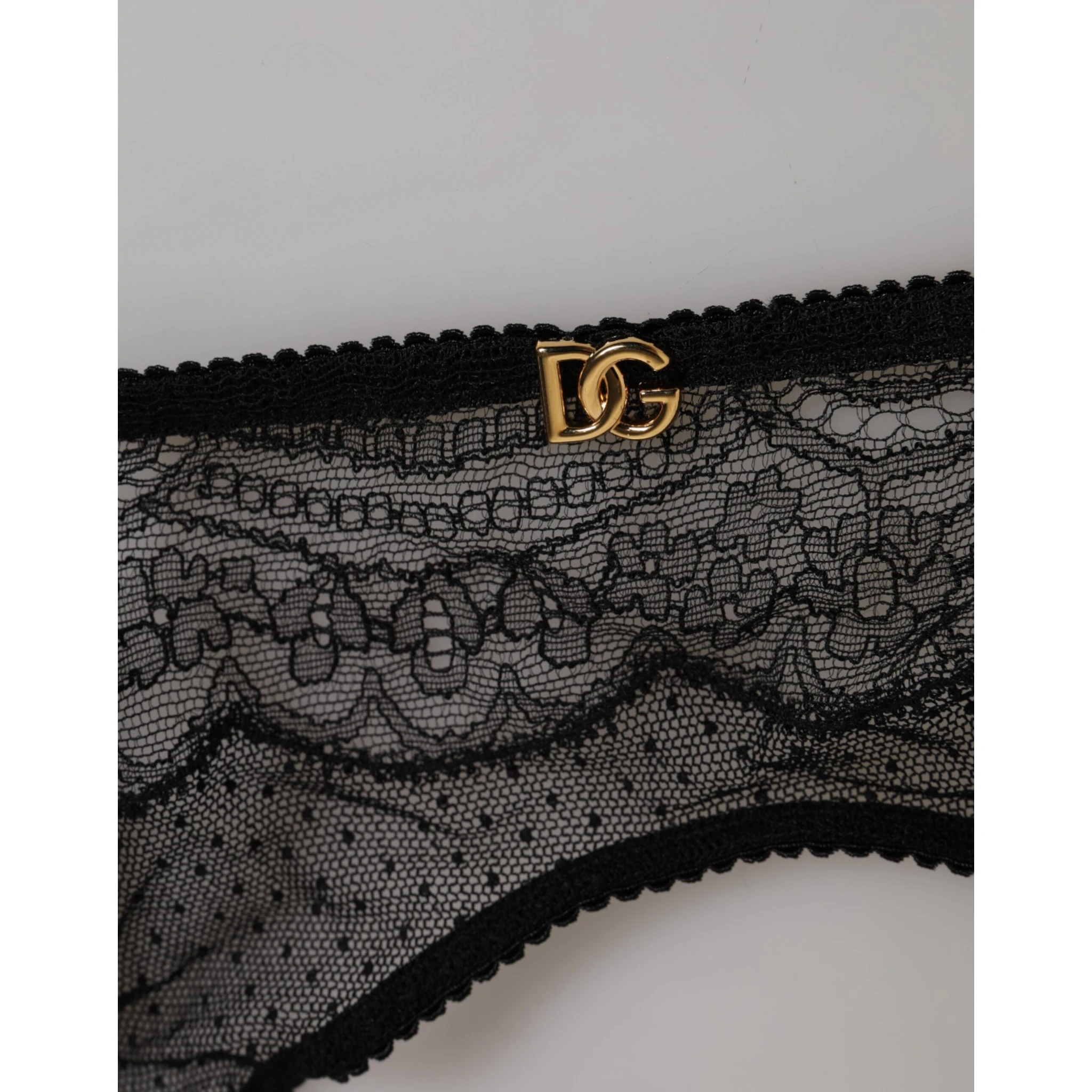 Black Floral Lace Nylon Strap Garter Underwear