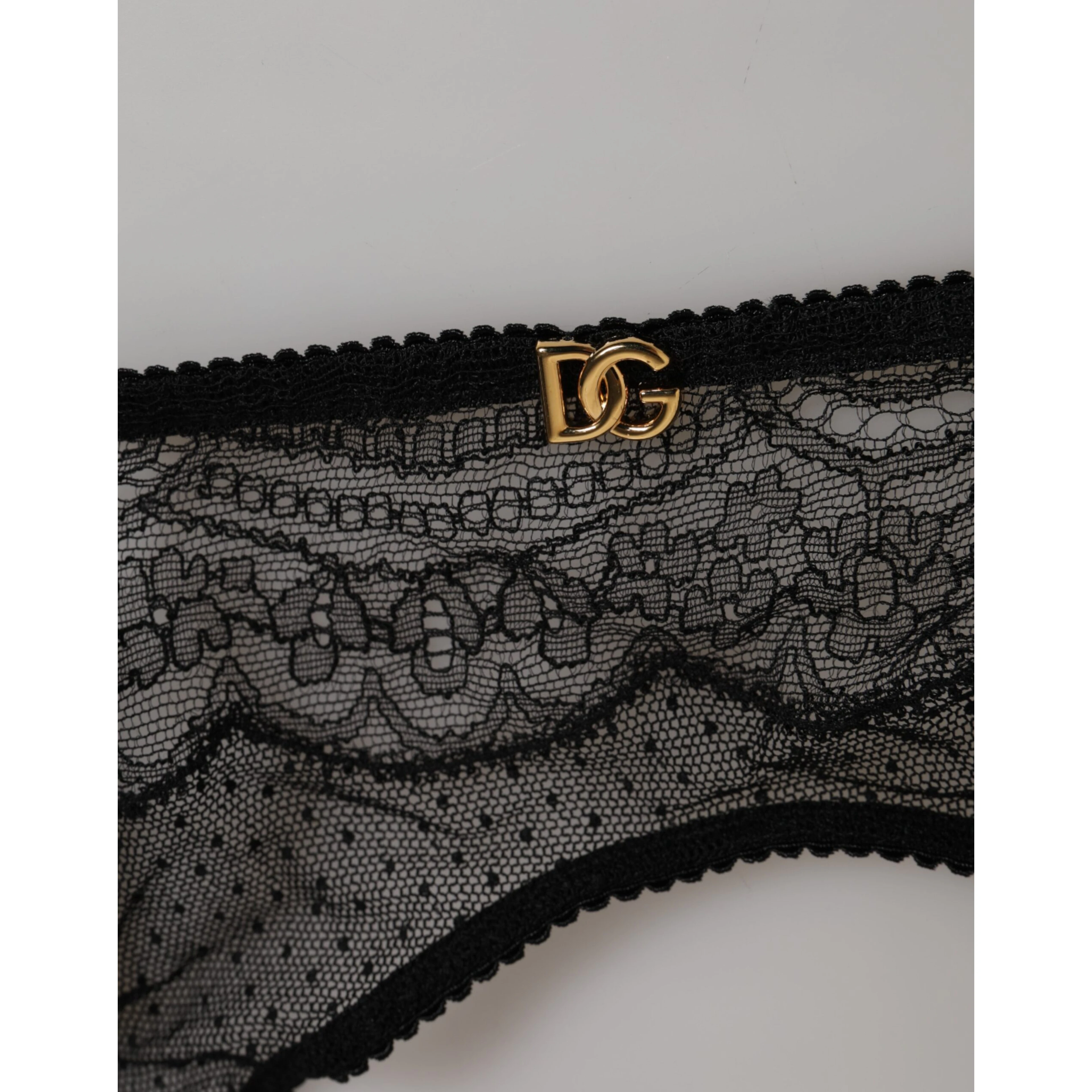 Black Floral Lace Nylon Strap Garter Underwear