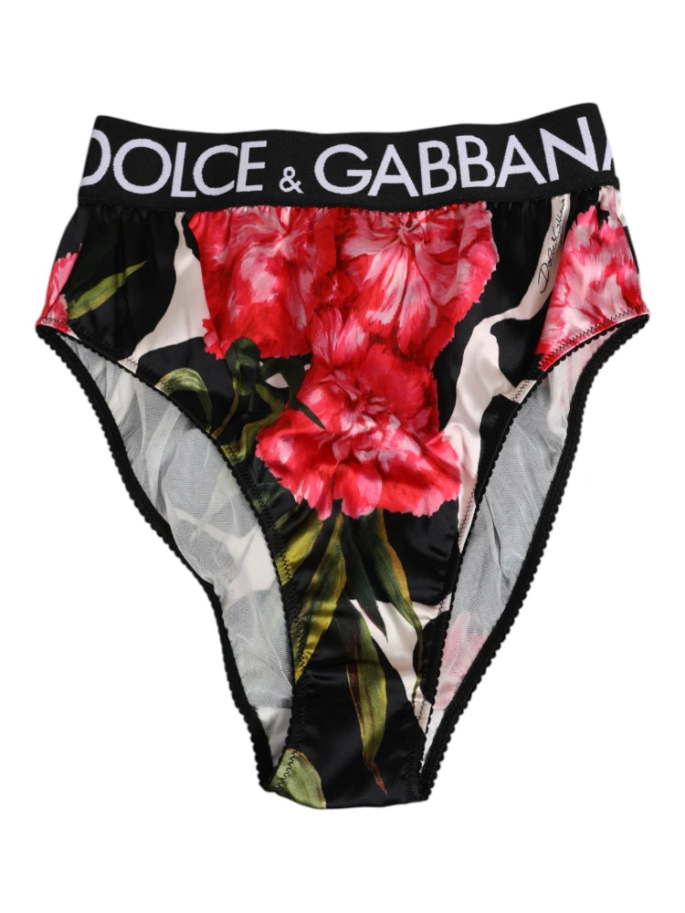 Black Floral Print High Waist Panty Underwear alternative