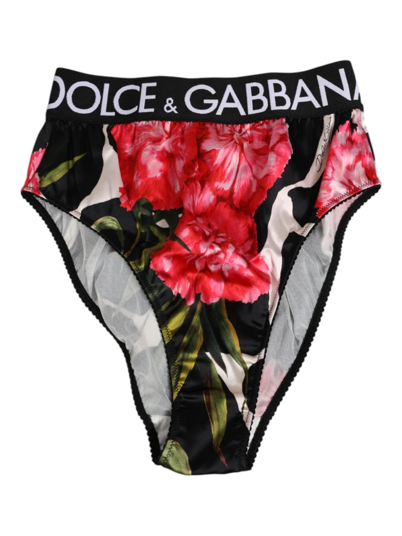 Black Floral Print High Waist Panty Underwear