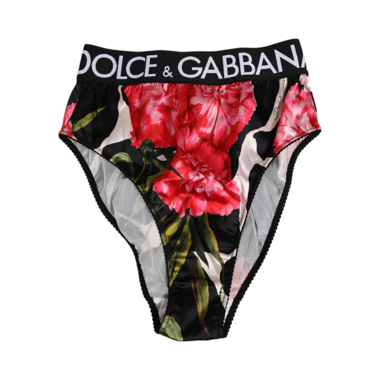 Black Floral Print High Waist Panty Underwear