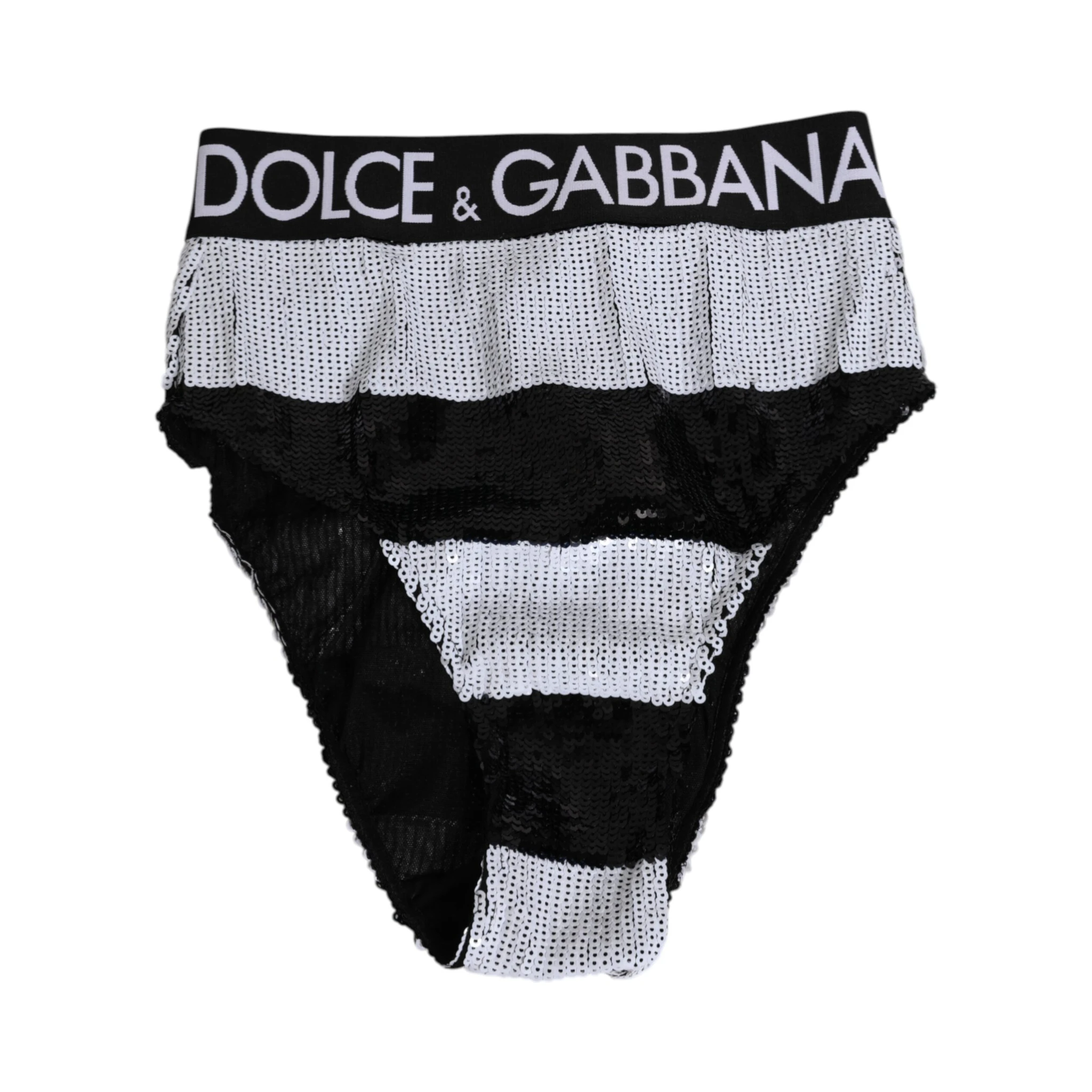 Black White Sequin High Waist Panty Underwear