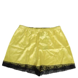 Yellow Satin Silk Mid Waist Underwear Shorts
