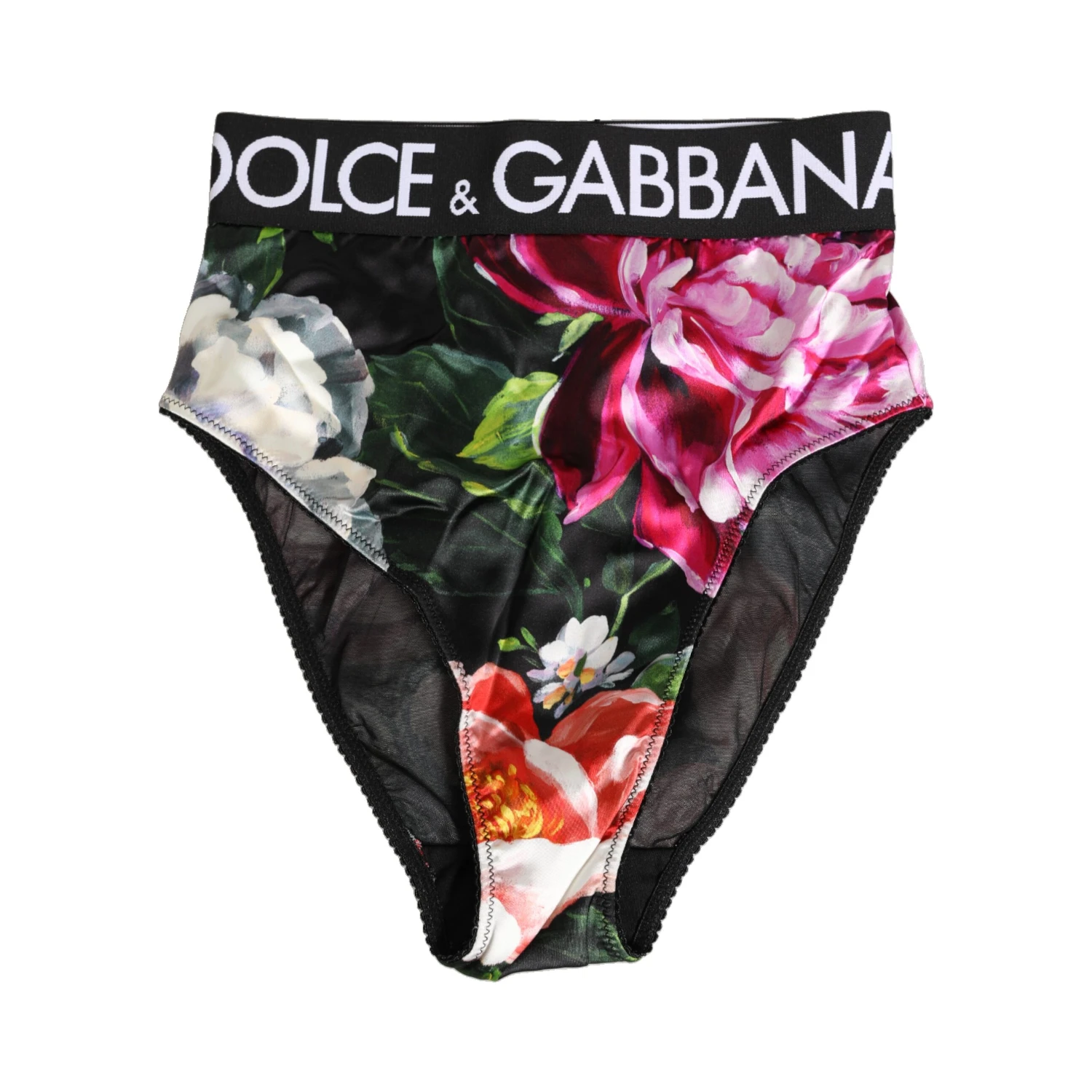Black Floral Print High Waist Panty  Underwear