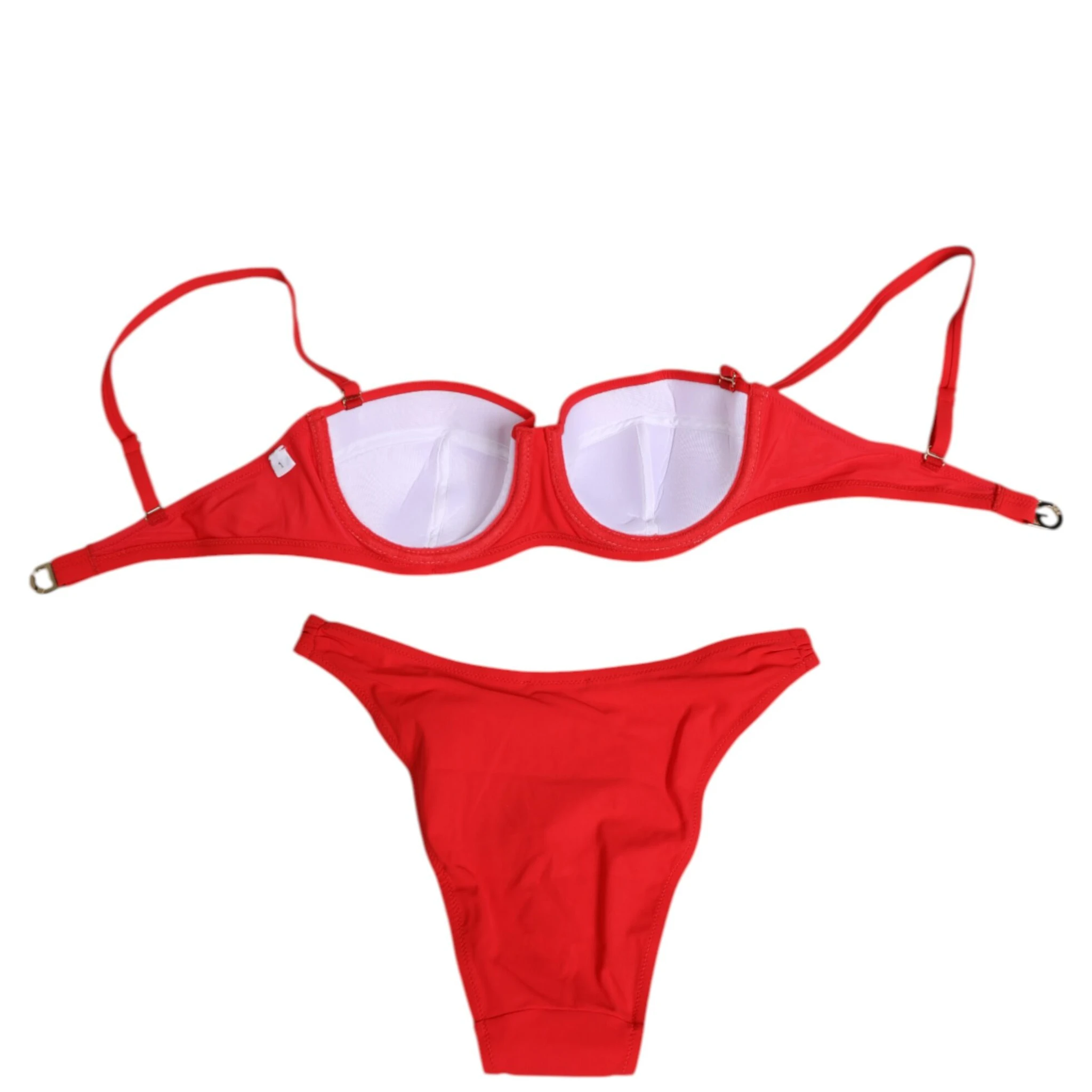 Red Nylon Swimsuit 2 Piece Top Bottom Swimwear