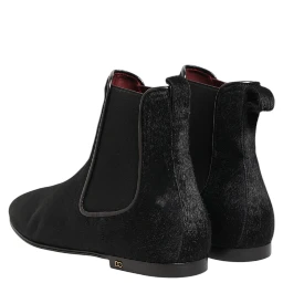 Black Leather Fur Men CHELSEA Boots Shoes