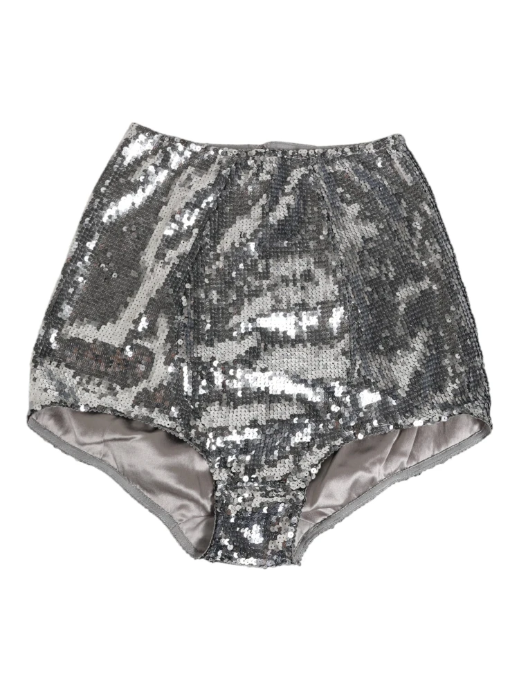 Silver Nylon Sequined Slip Girdle Panty Underwear