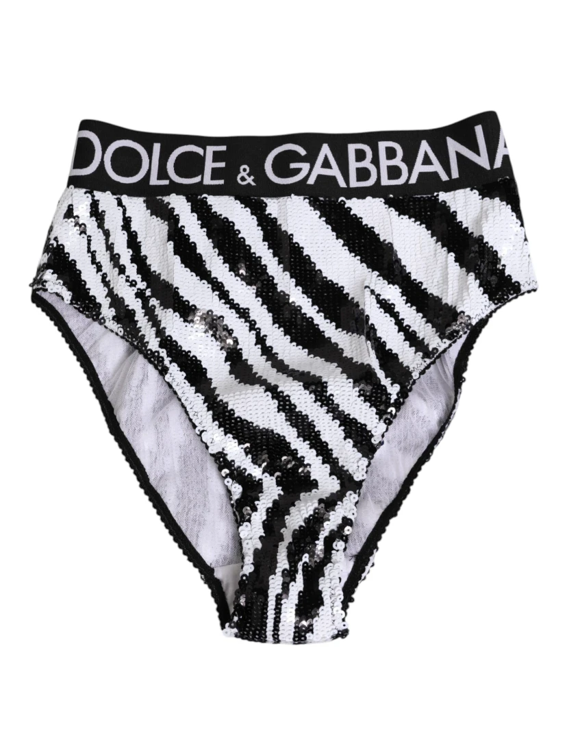 Black White Stripes High Waist Panty Underwear
