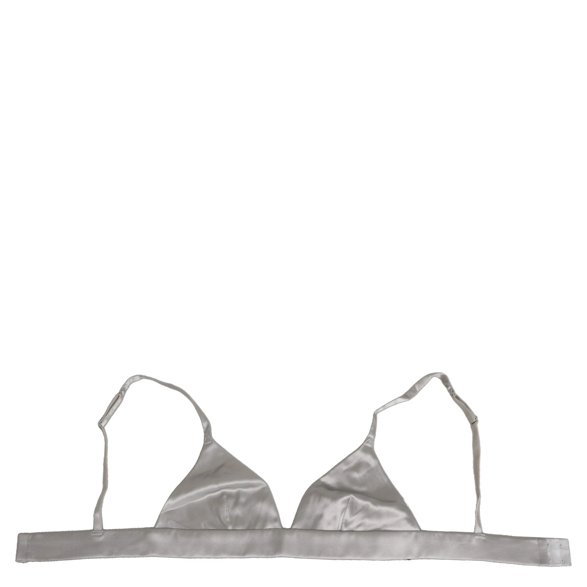 Gray Silk Satin Triangle Soft Cup Bra Underwear