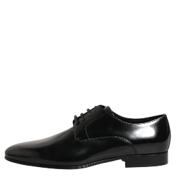 Black Calfskin Leather Derby Men Dress Shoes