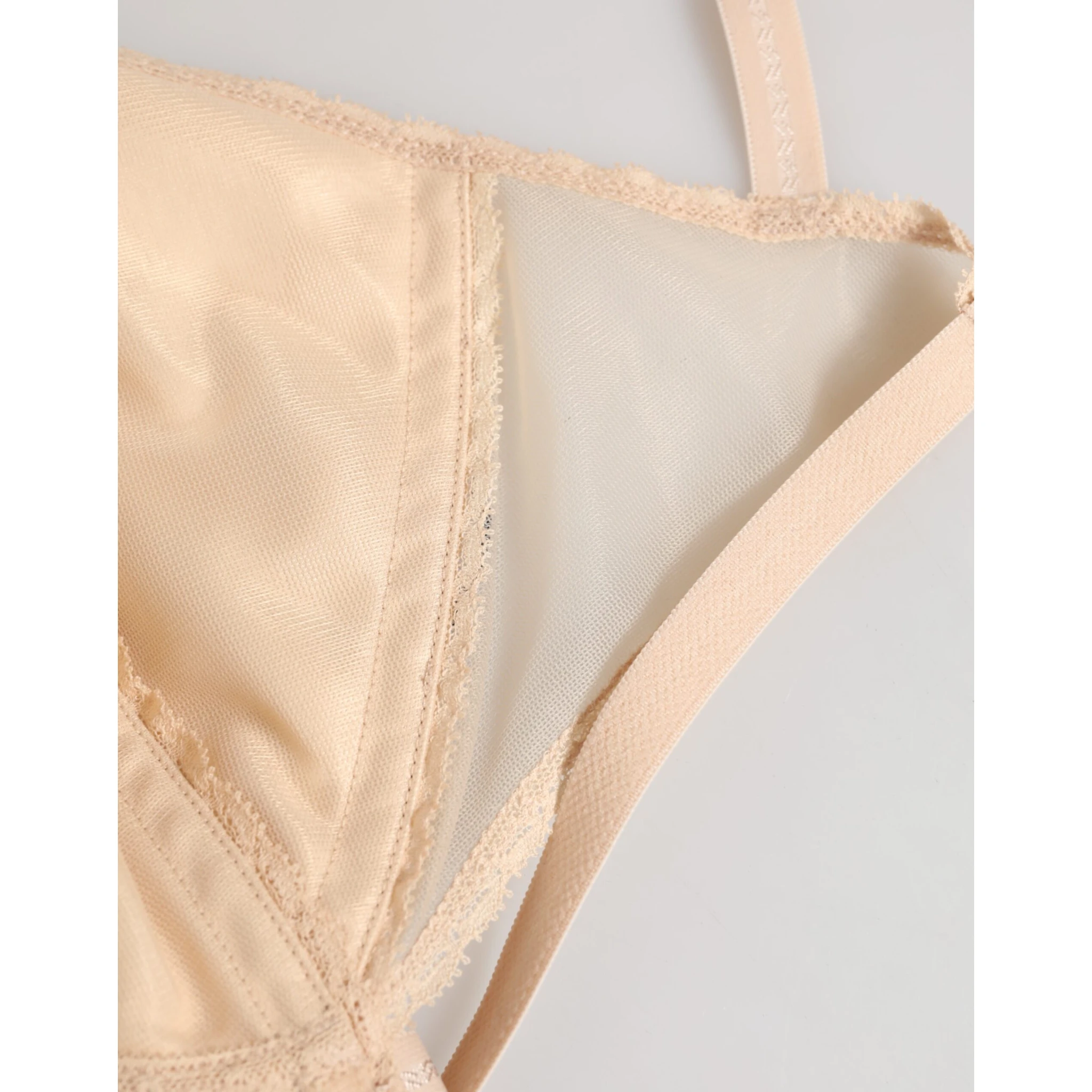 Beige Nylon Triangle Soft Cup Brassiere Underwear