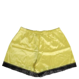 Yellow Satin Silk Mid Waist Underwear Shorts