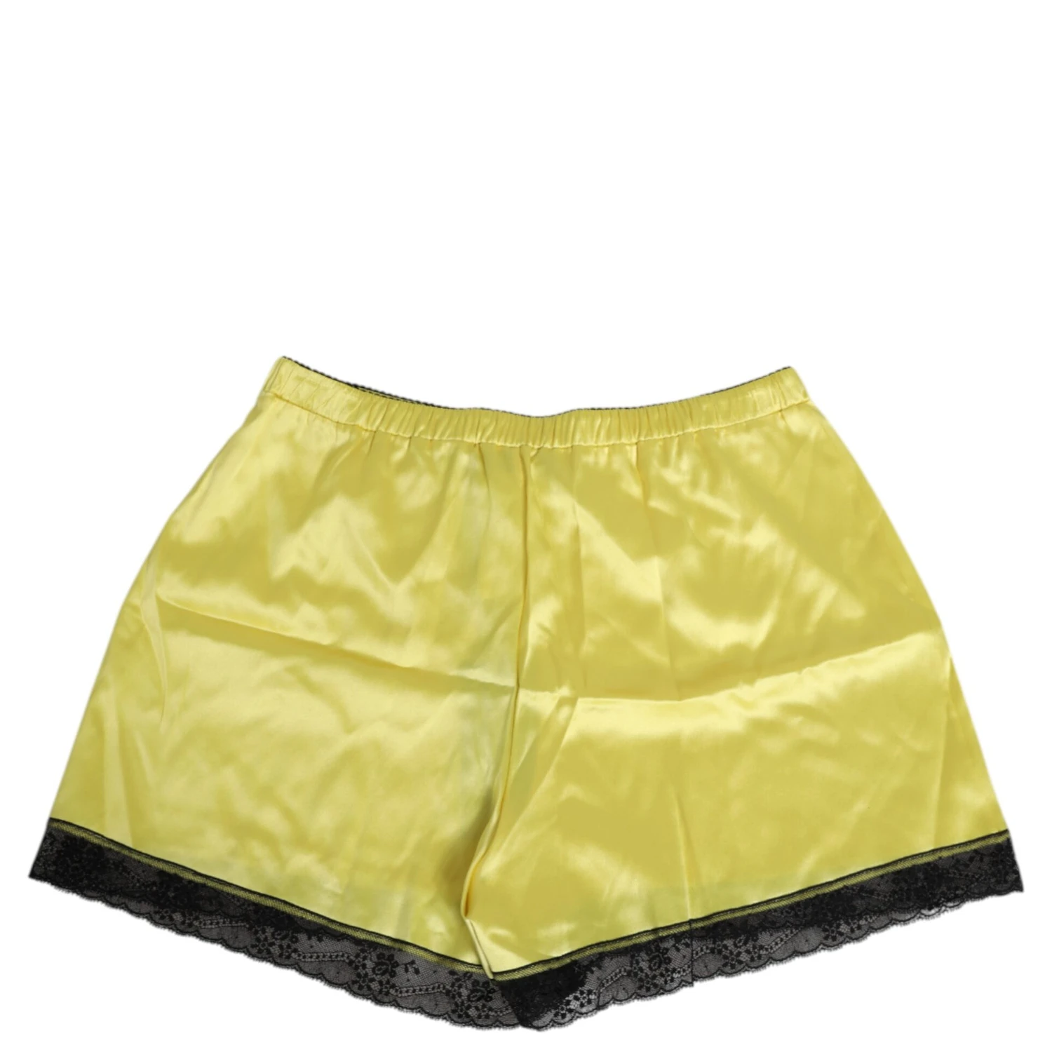 Yellow Satin Silk Mid Waist Underwear Shorts