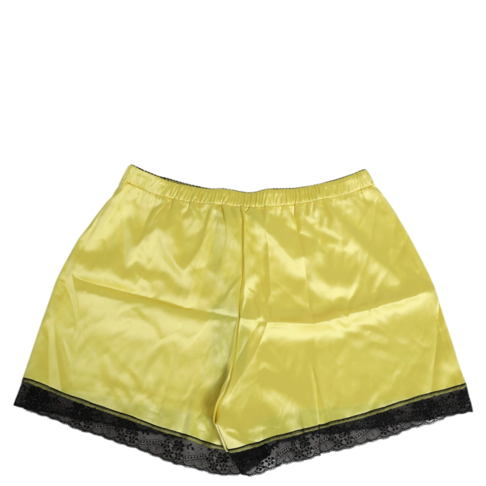 Yellow Satin Silk Mid Waist Underwear Shorts