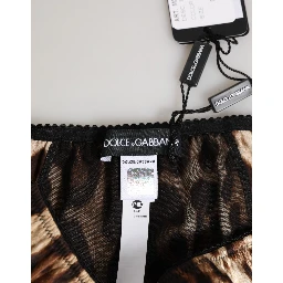 Brown Leopard Silk Mid Waist Panty Underwear