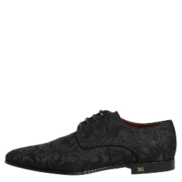 Black Brocade Lace Up Derby Men Dress Shoes