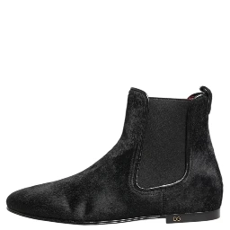 Black Leather Fur Men CHELSEA Boots Shoes