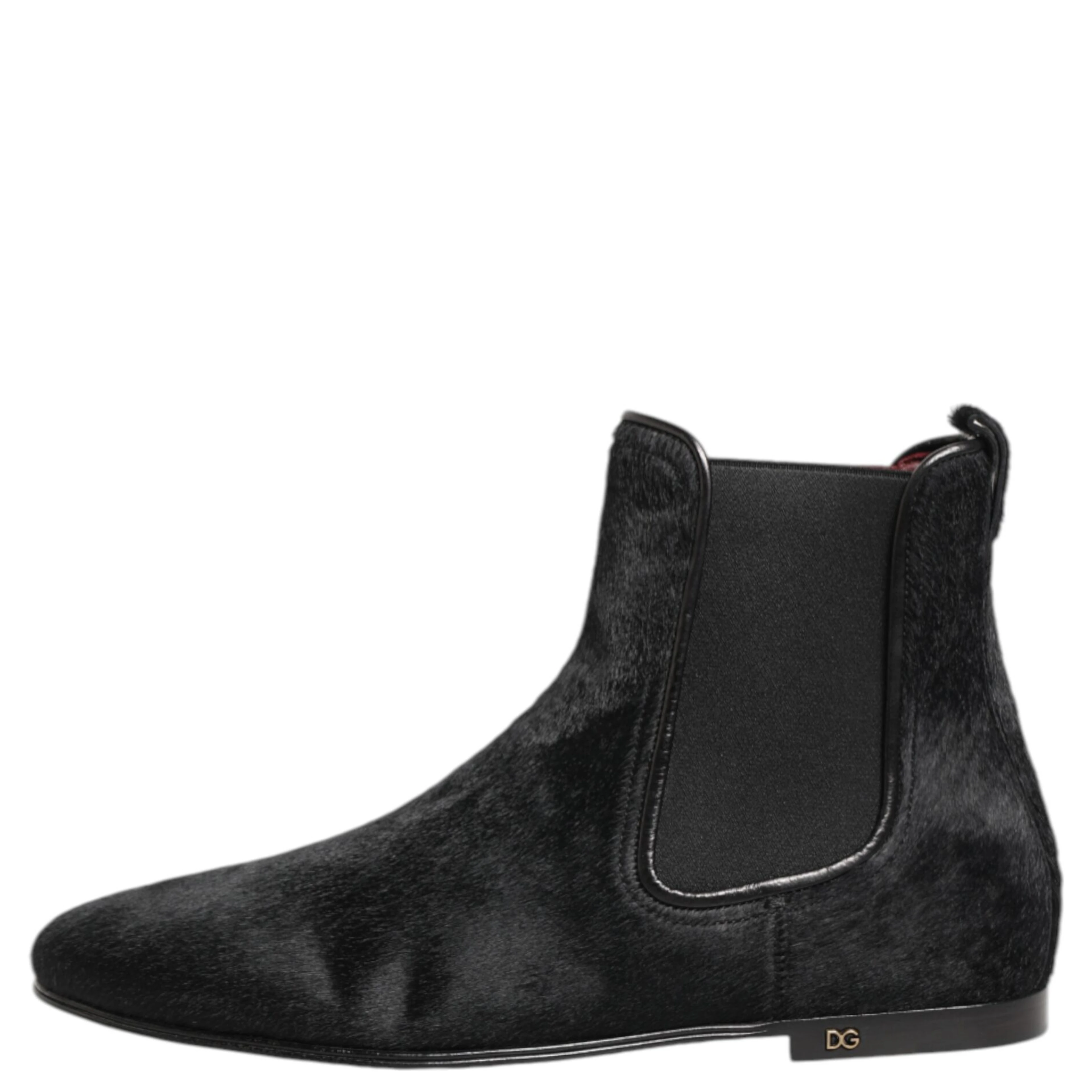 Black Leather Fur Men CHELSEA Boots Shoes