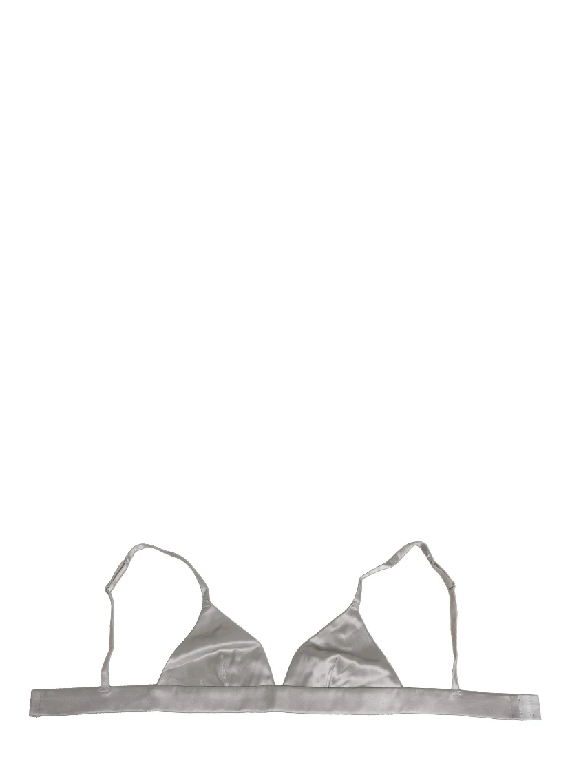 Gray Silk Satin Triangle Soft Cup Bra Underwear