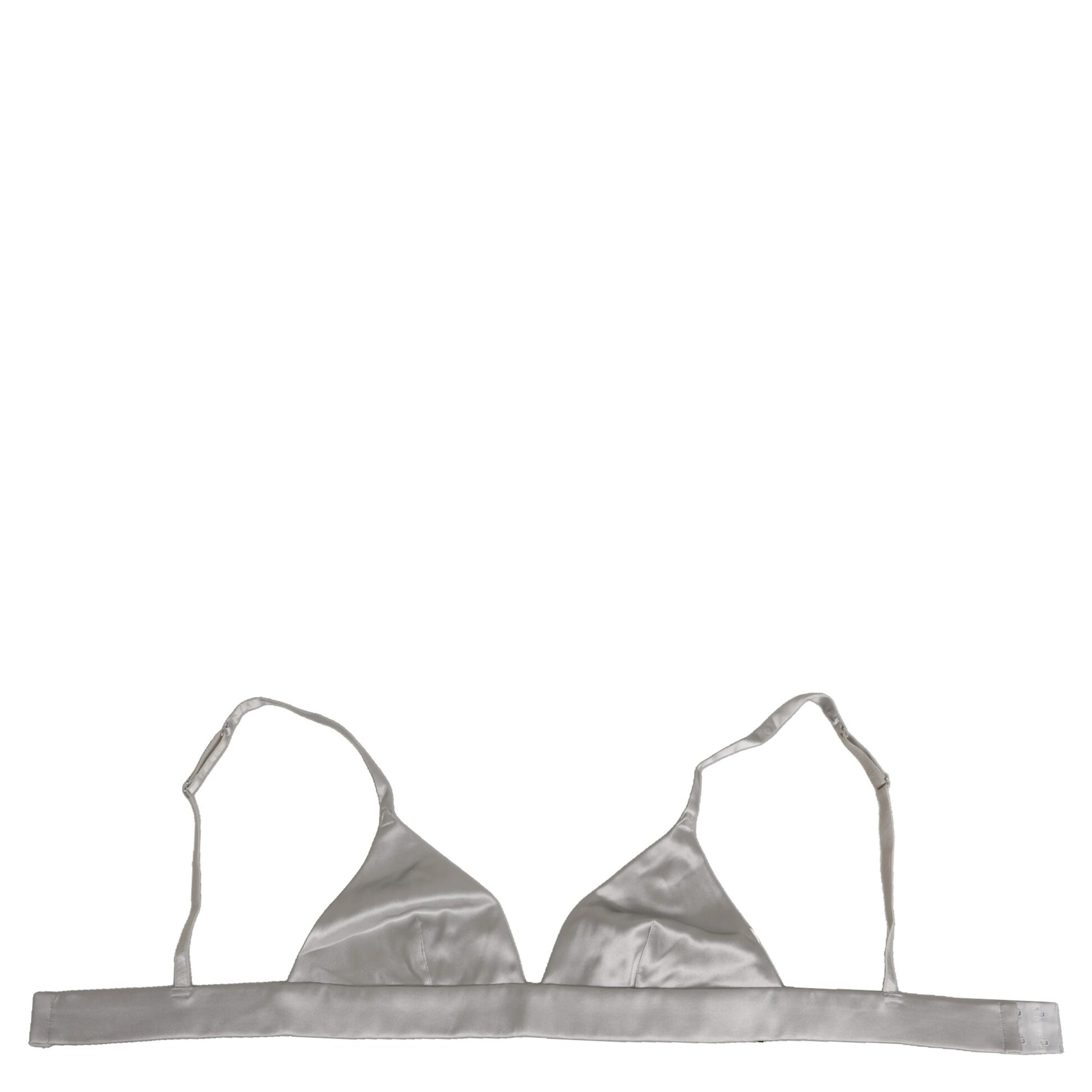 Gray Silk Satin Triangle Soft Cup Bra Underwear