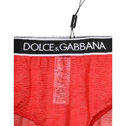 Red Nylon Logo Waistband Brief Panty Underwear