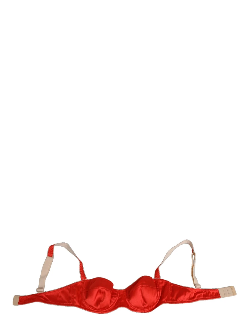 Red Silk Satin Underwire Bra Semi-Pad Underwear