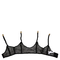 Black Floral Lace Nylon Strap Garter Underwear