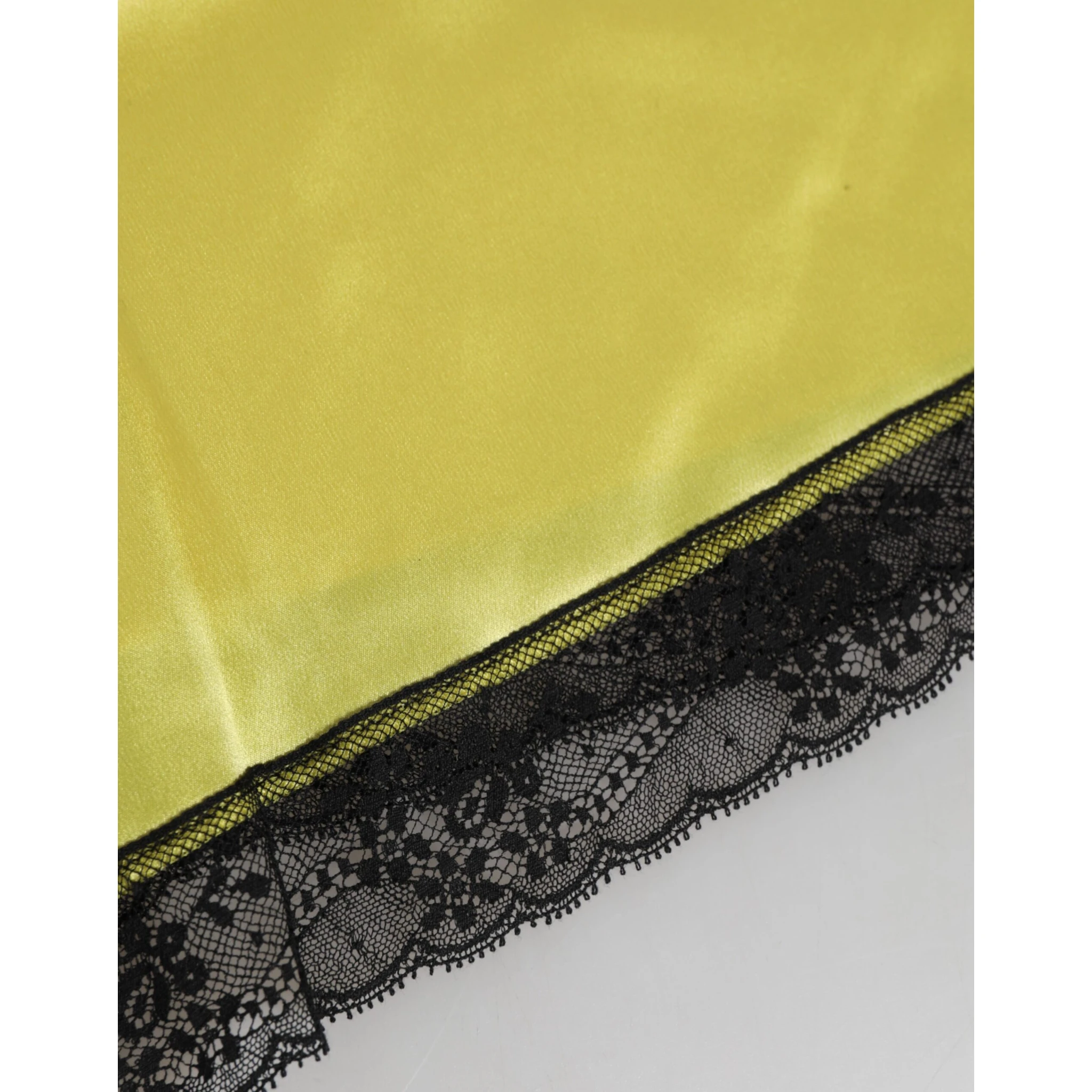Yellow Satin Silk Mid Waist Underwear Shorts