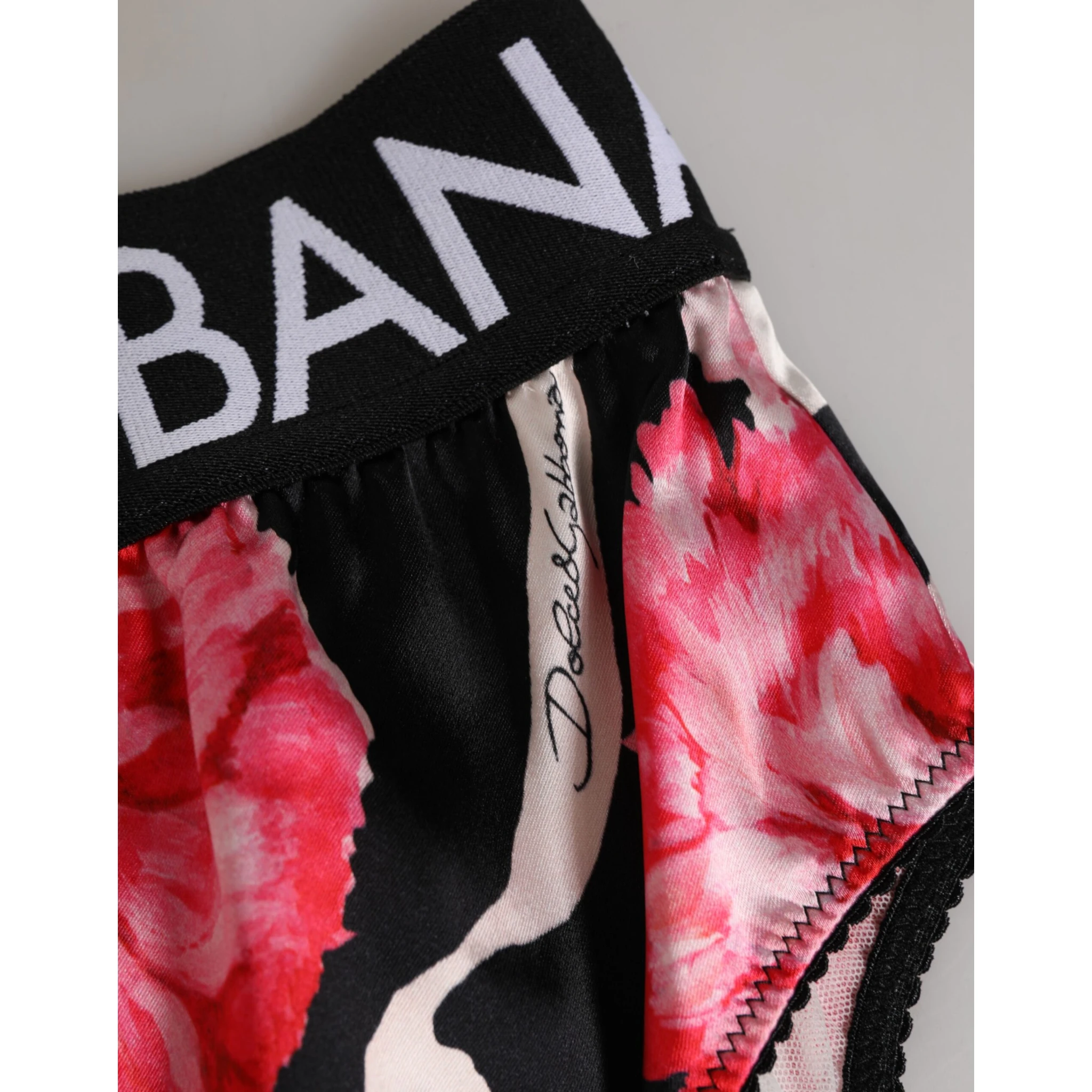 Black Floral Print High Waist Panty Underwear