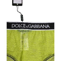 Green Nylon Logo Waistband Brief Panty Underwear