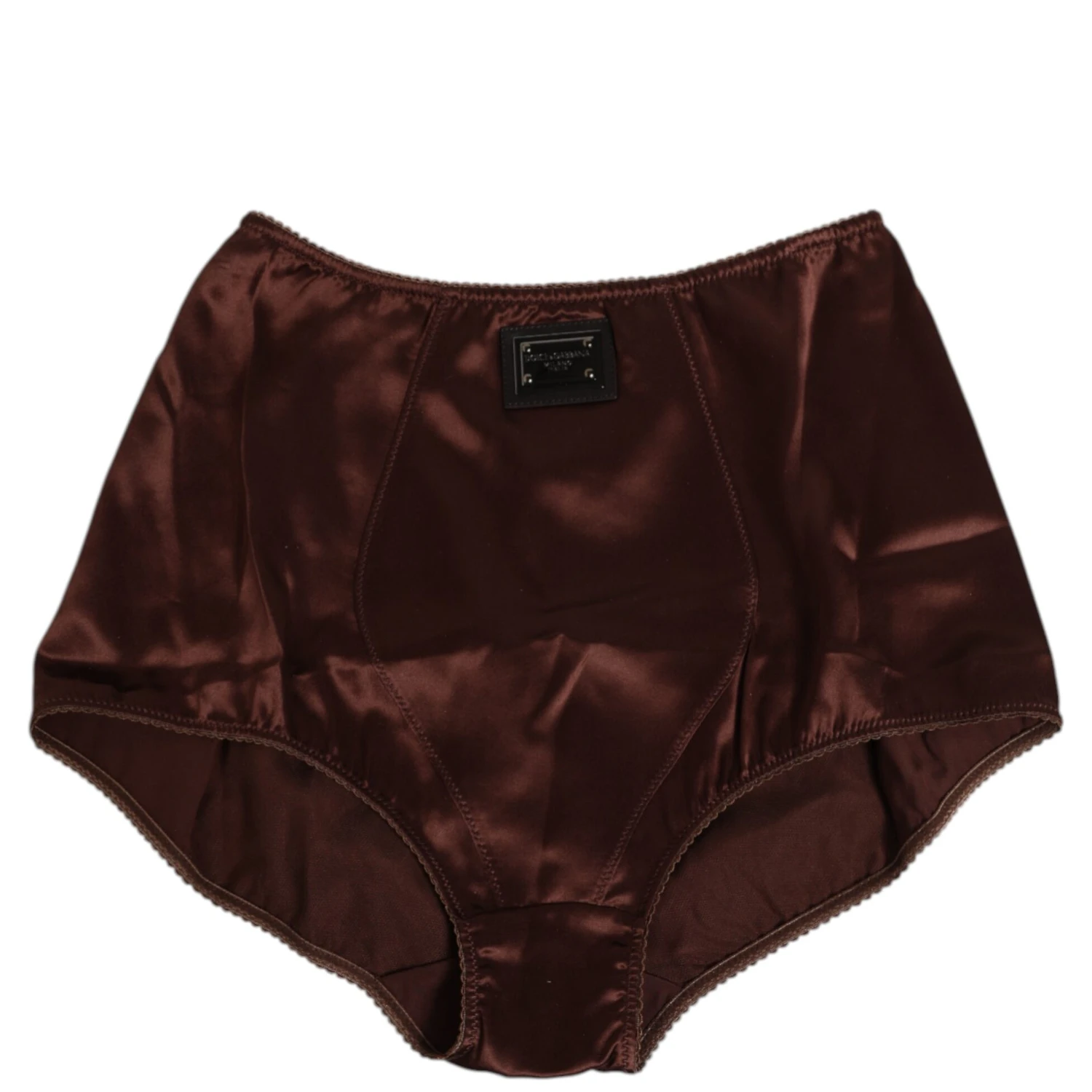 Brown Silk Stretch High Waist Girdle Underwear