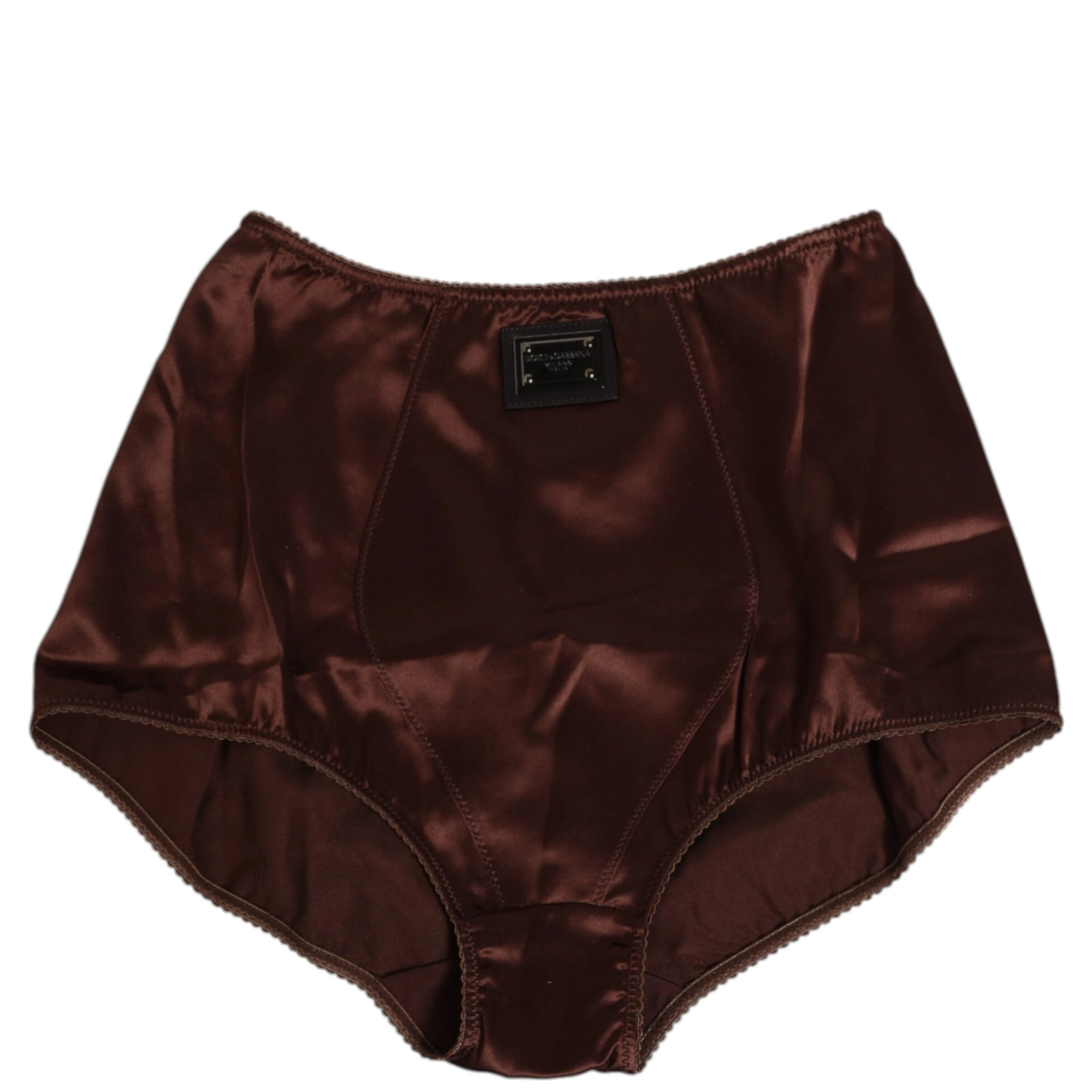 Brown Silk Stretch High Waist Girdle Underwear