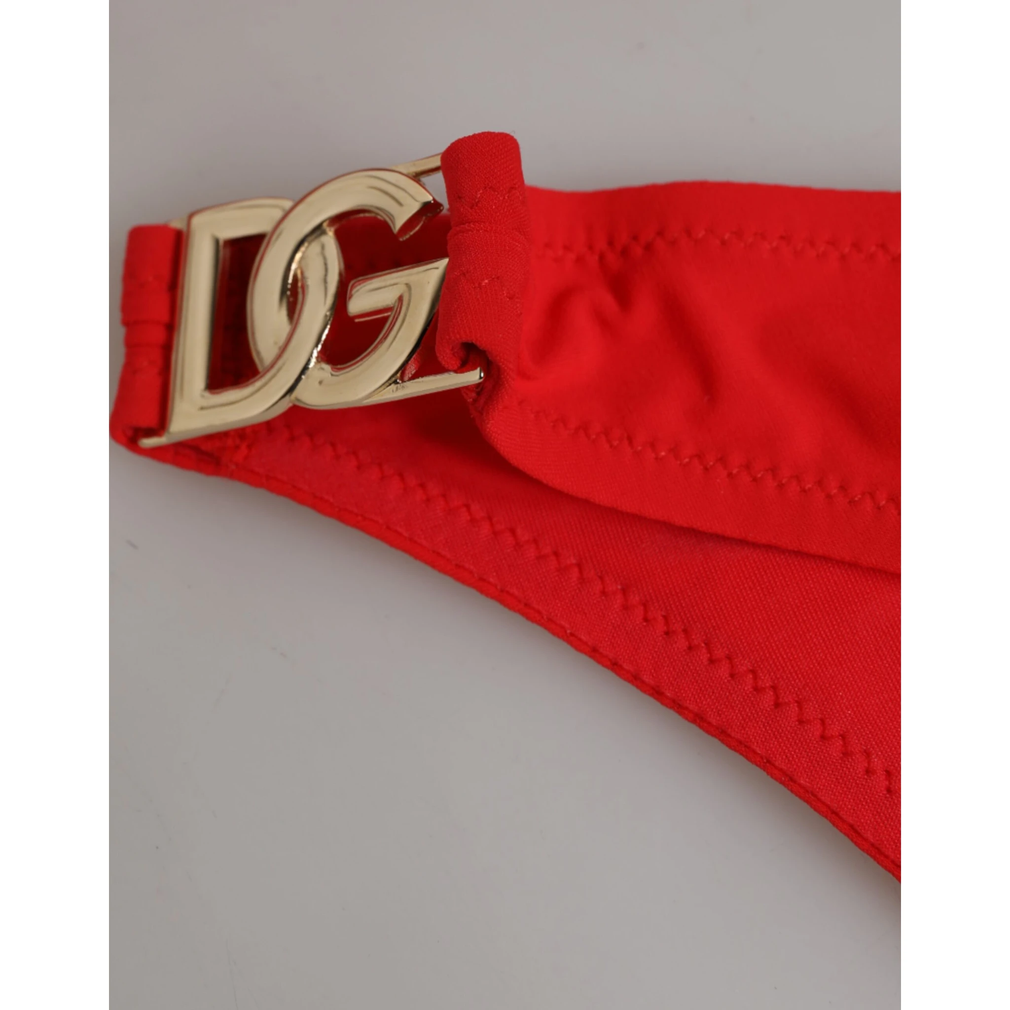 Red Nylon Swimsuit 2 Piece Top Bottom Swimwear