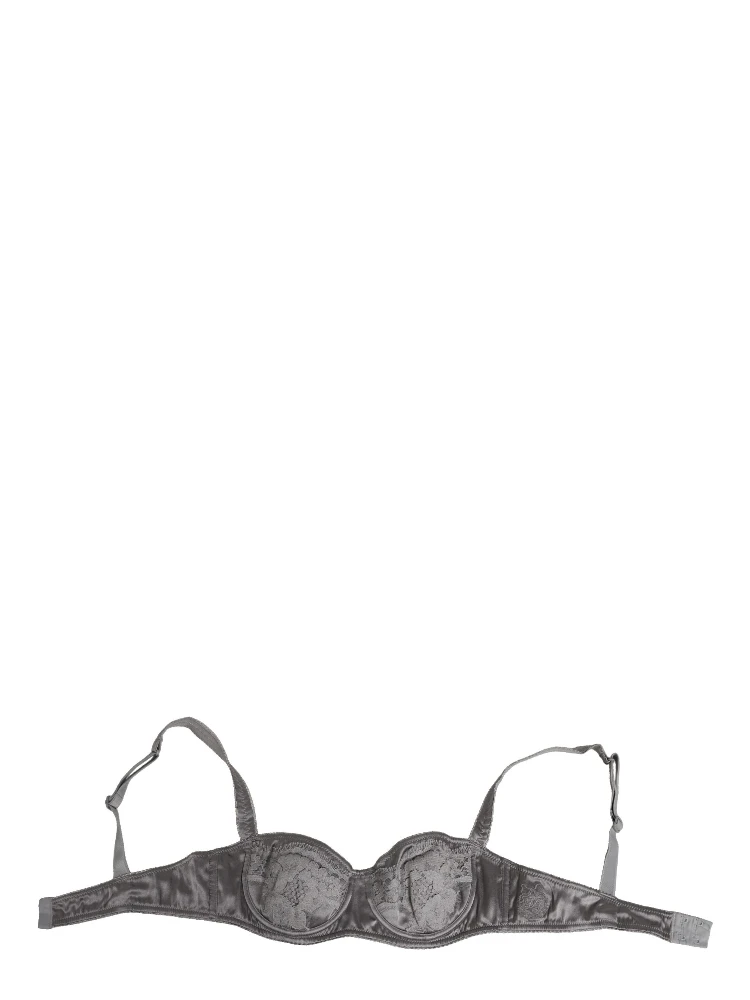 Gray Silk Underwired Balconette Bra Underwear
