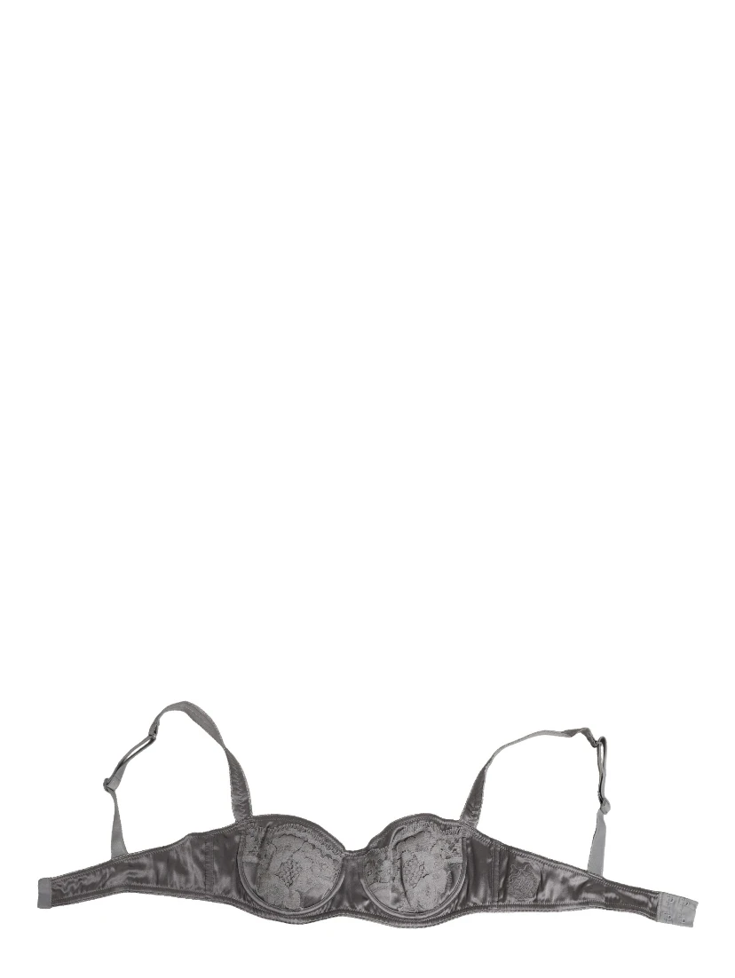 Gray Silk Underwired Balconette Bra Underwear