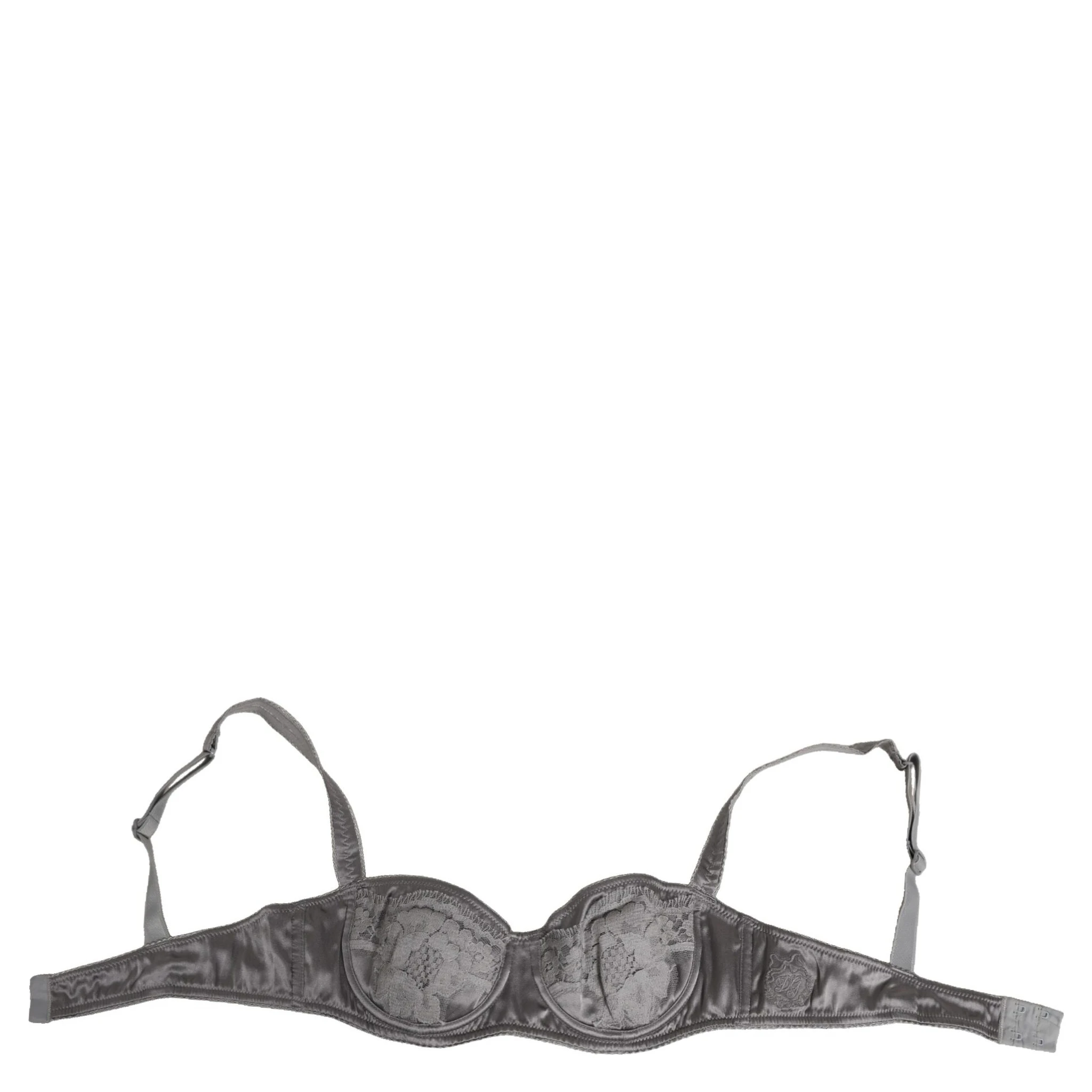 Gray Silk Underwired Balconette Bra Underwear
